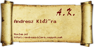 Andresz Klára névjegykártya