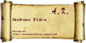 Andresz Klára névjegykártya